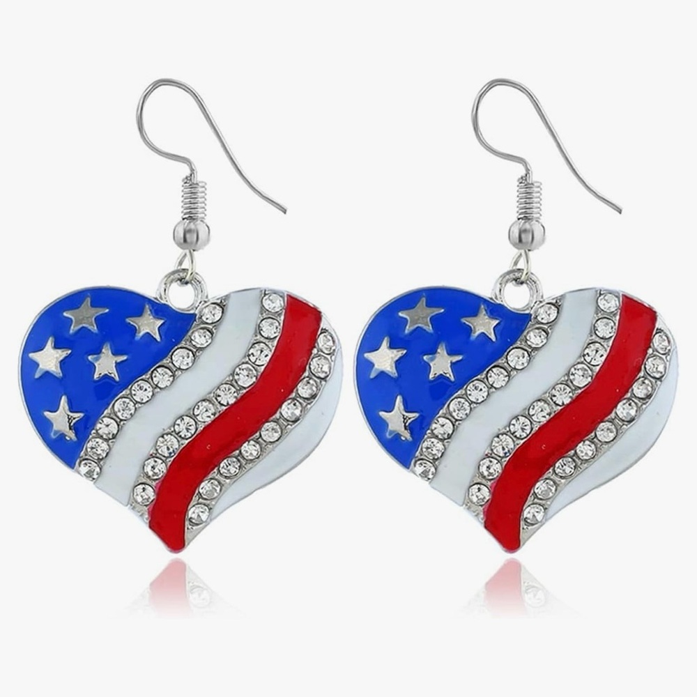 NWT Patriotic July 4th Earrings USA Flag